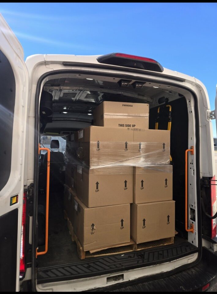 Courier completing a Colorado delivery
